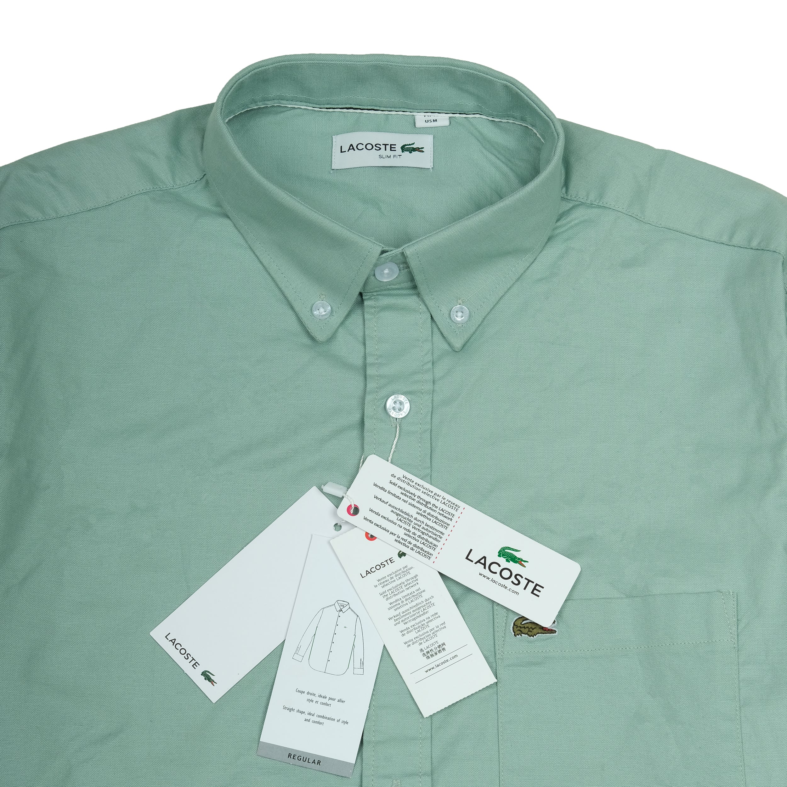 LACOSTE Serene Mint Classic Fit Short Sleeve Button-Up Shirt