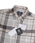 HACKETT LONDON Driftwood Beige Heritage Checked Flannel Long Sleeve Shirt