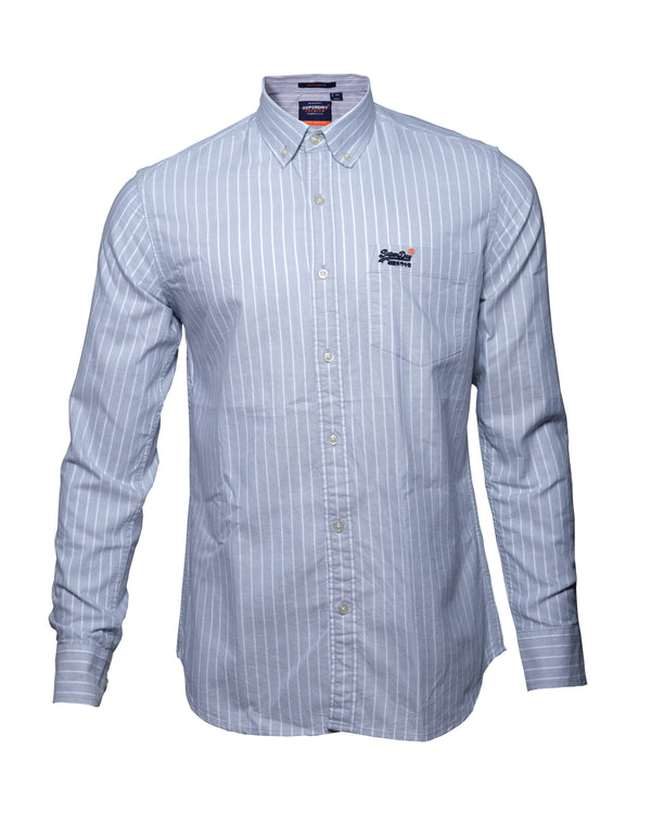 SUPERDRY Silver Mist Classic Fit Long Sleeve Oxford Shirt
