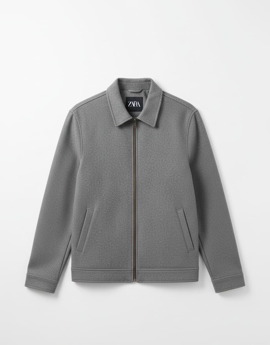 ZARA Textured Dark Grey Zip-Up Jacket