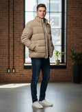 Lacoste Men's Quilted Puffer Jacket in Beige