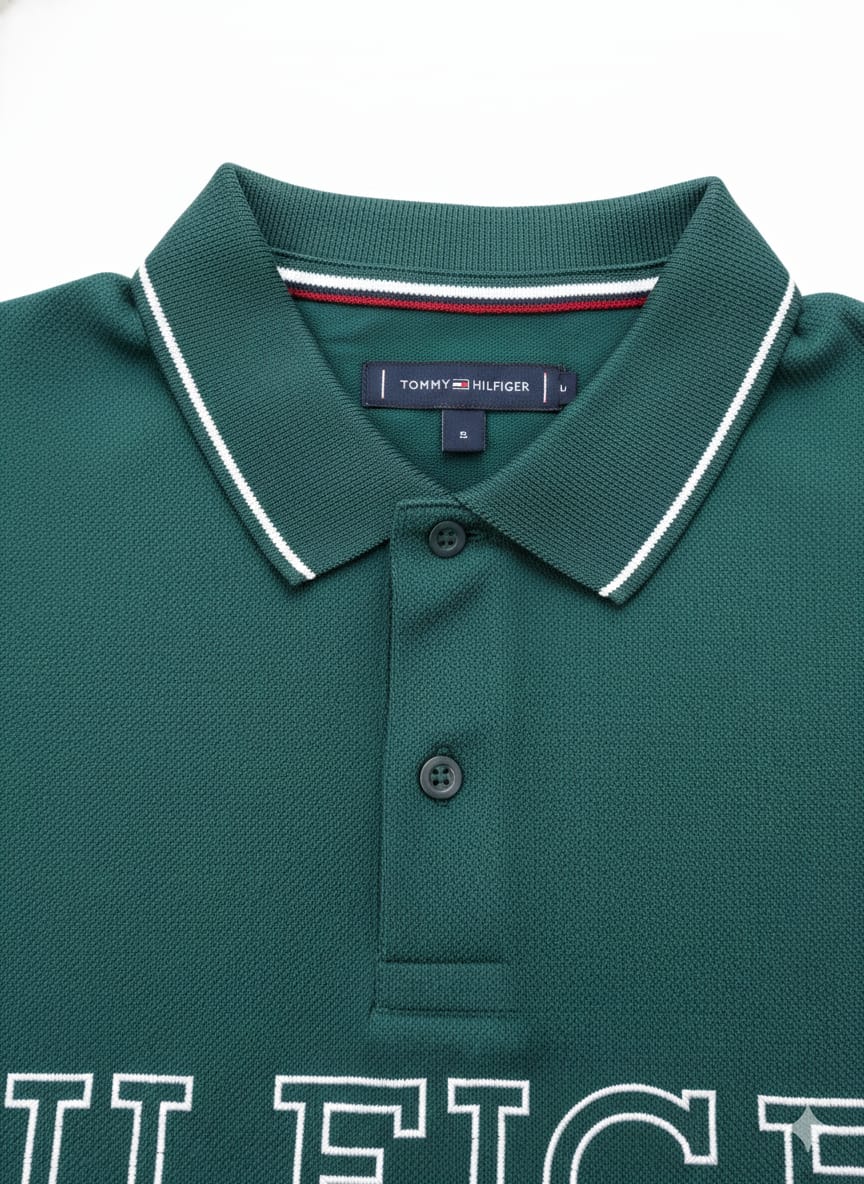 TOMMY HILFIGER NYC USA Classic Polo Shirt in Green
