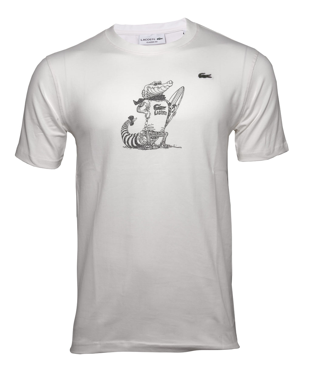 LACOSTE Cloud Cream Classic Fit Surfing Croc Graphic Tee
