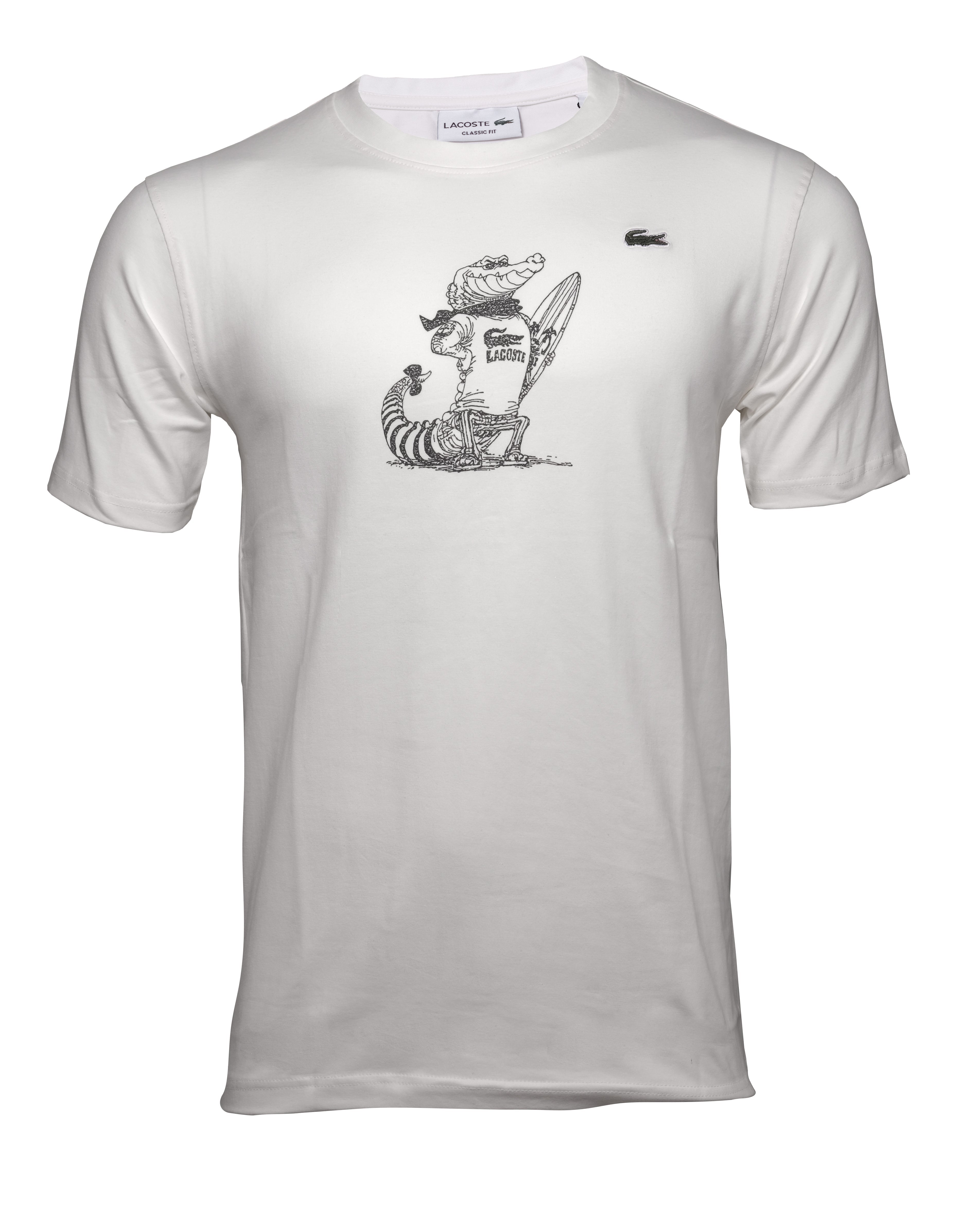 LACOSTE Cloud Cream Classic Fit Surfing Croc Graphic Tee