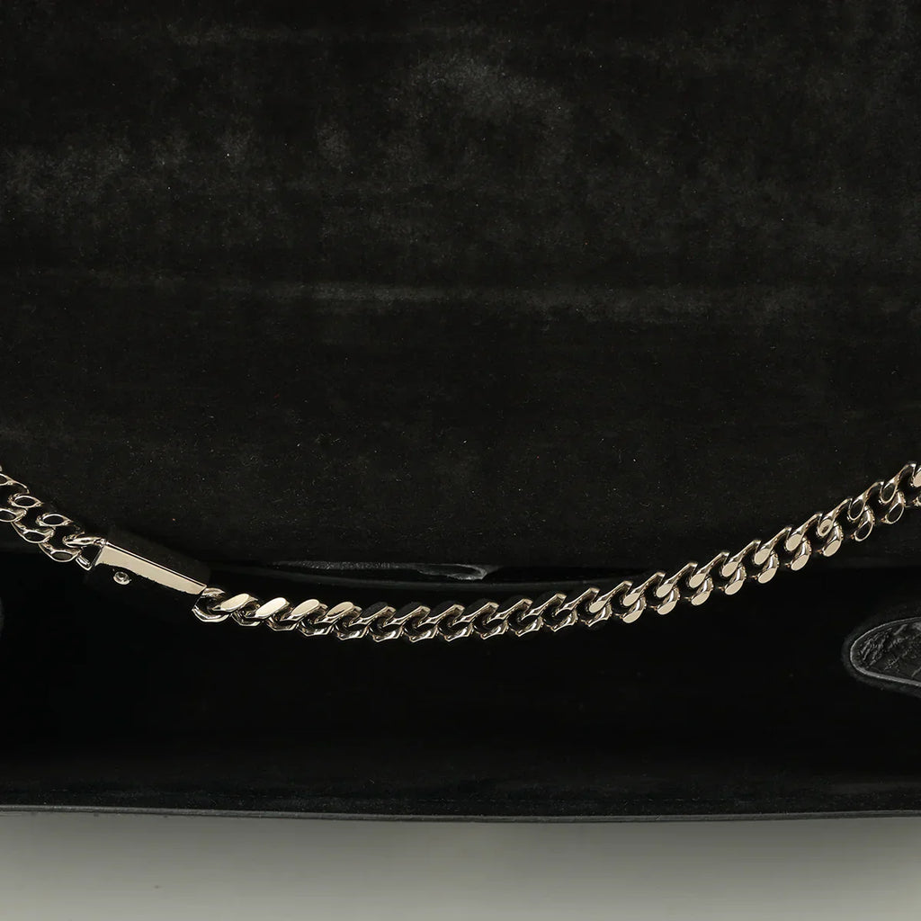 YSL Mystic Onyx Chic Crocodile-Pattern Leather Clutch with Chain Strap