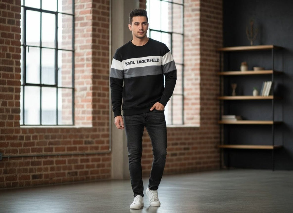 KARL LAGERFELD Color Block Logo Sweatshirt