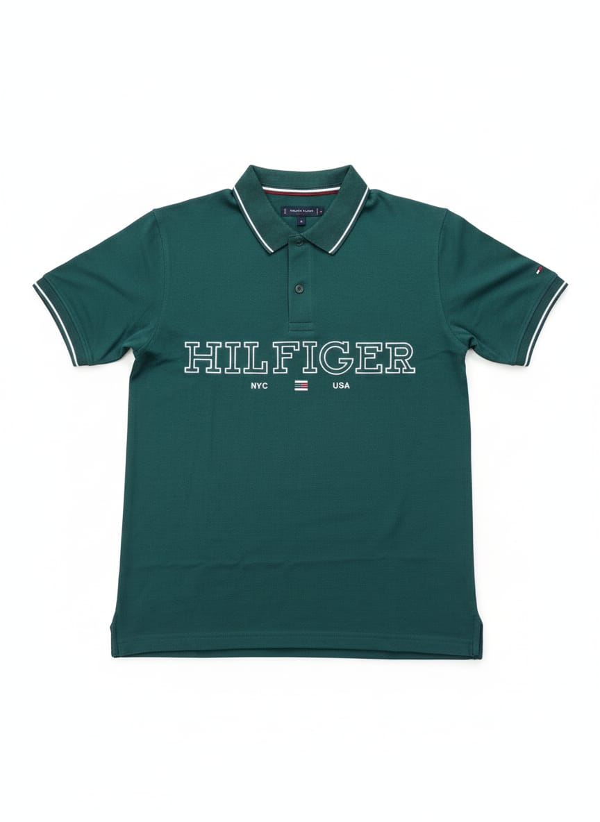 TOMMY HILFIGER NYC USA Classic Polo Shirt in Green