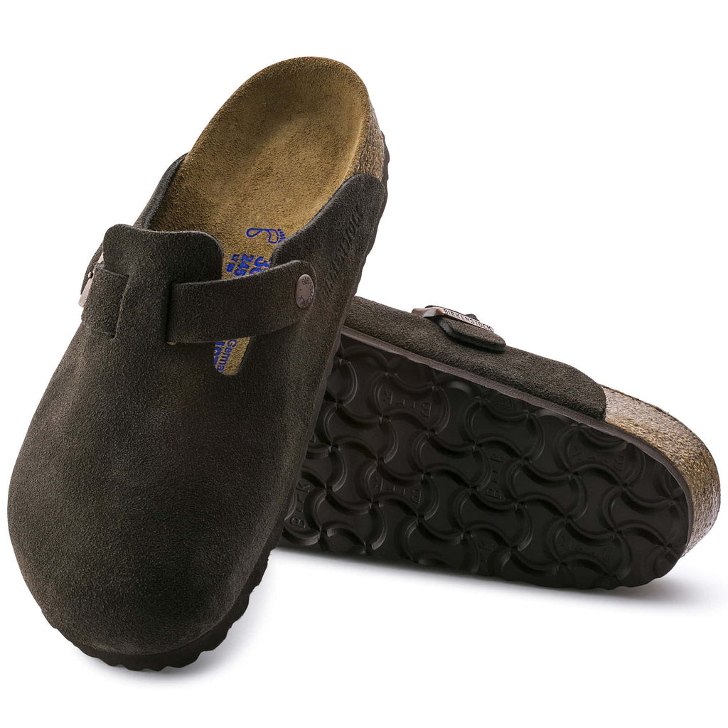 BIRKENSTOCK Mystic Charcoal Luxe Suede Buckle Clogs