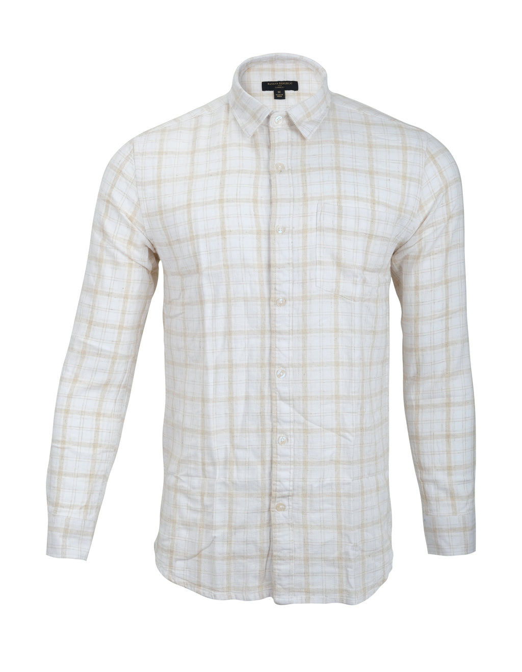 BANANA REPUBLIC Whispering Dune Classic Fit Long Sleeve Plaid Shirt