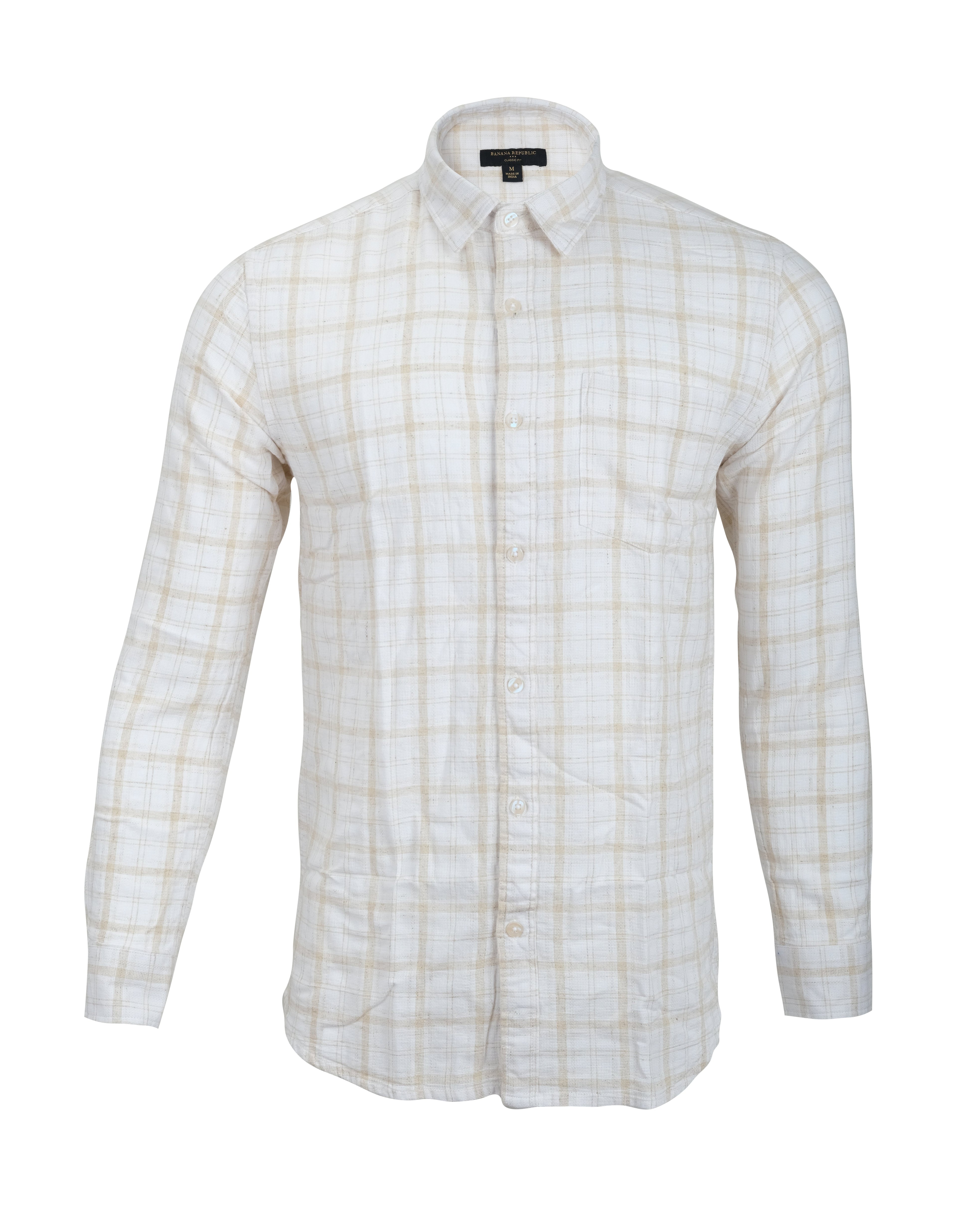 BANANA REPUBLIC Whispering Dune Classic Fit Long Sleeve Plaid Shirt