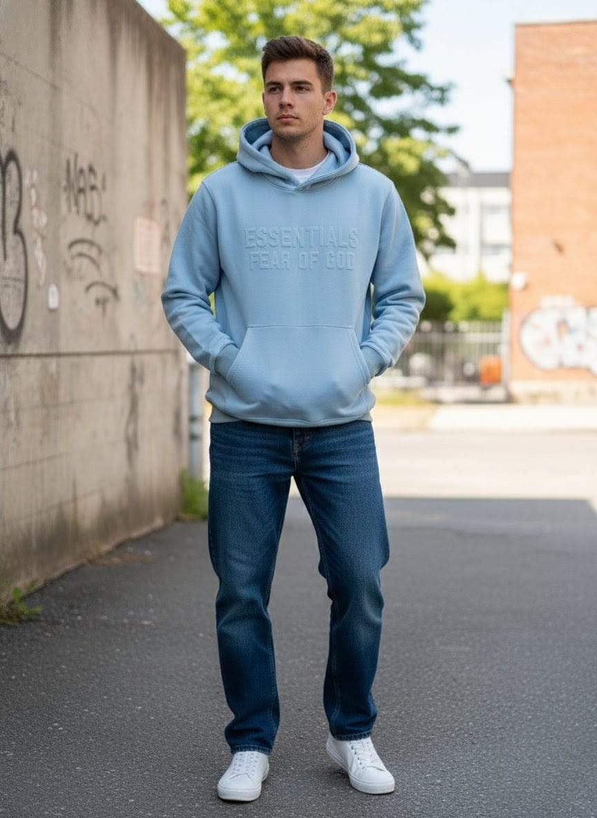 ESSENTIALS Fear of God Classic Hoodie in Light Blue
