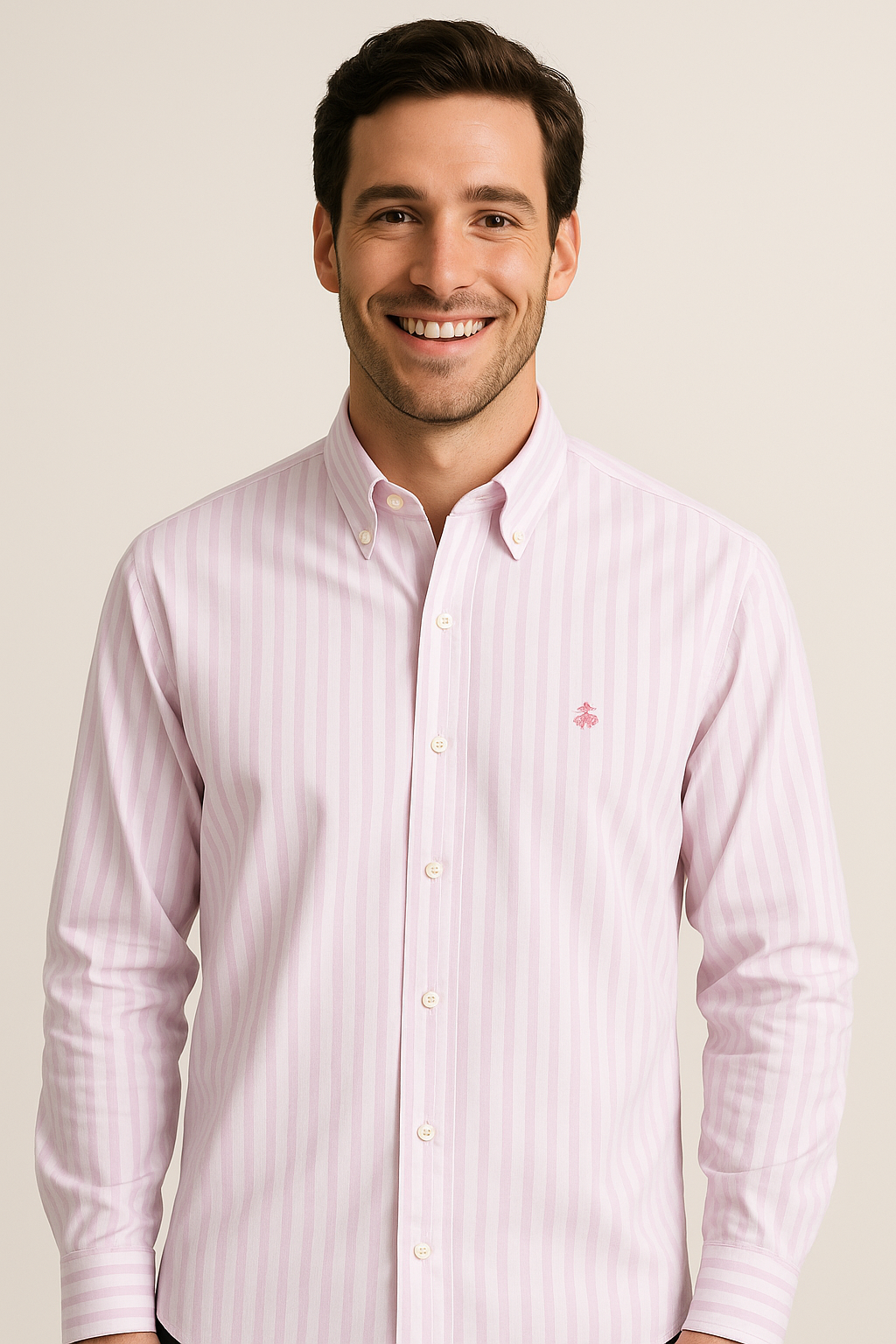 BROOKS BROTHERS Soft Lavender Classic Fit Striped Button-Down Shirt