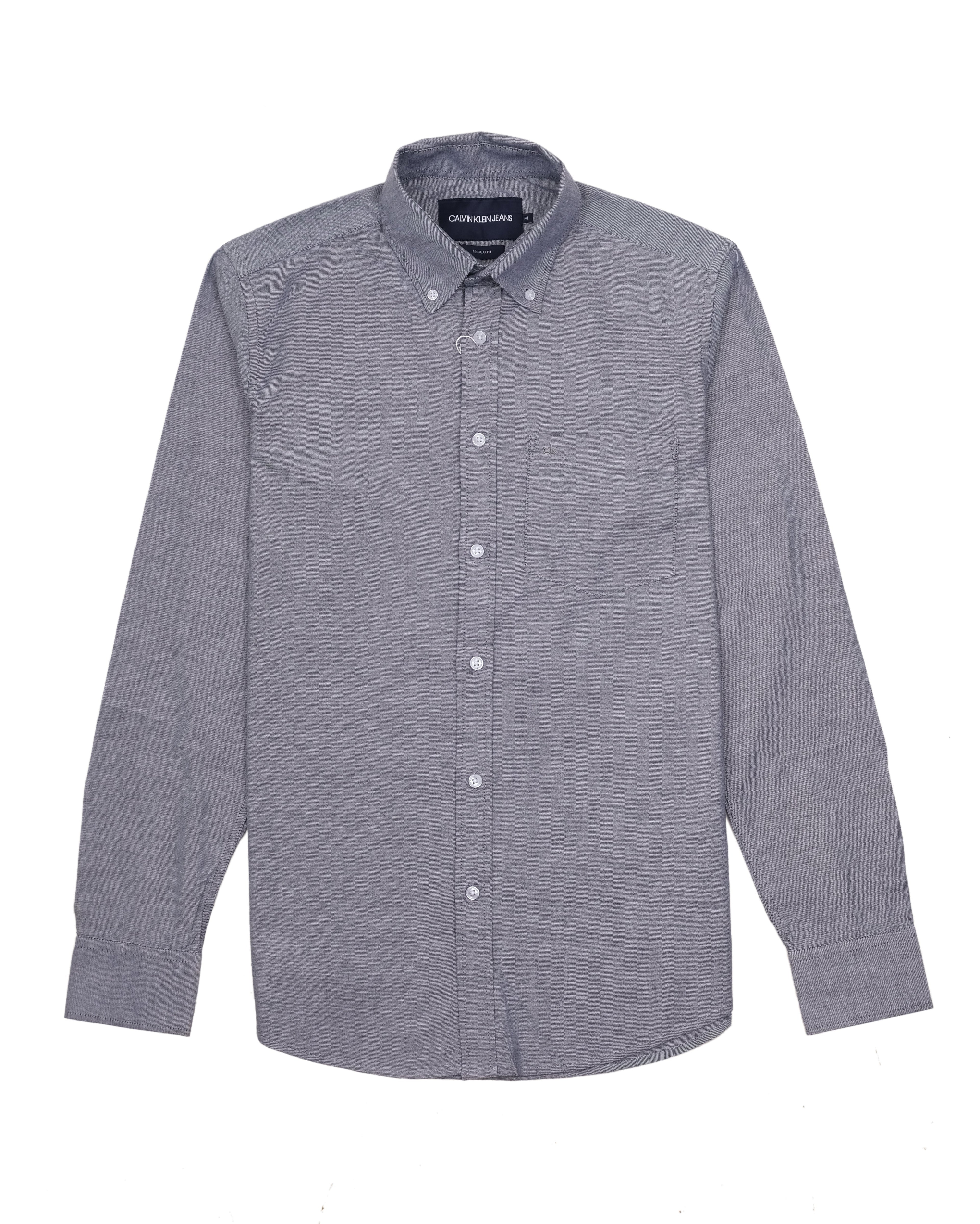 CALVIN KLEIN Misty Steel Slim Fit Long Sleeve Button-Down Shirt