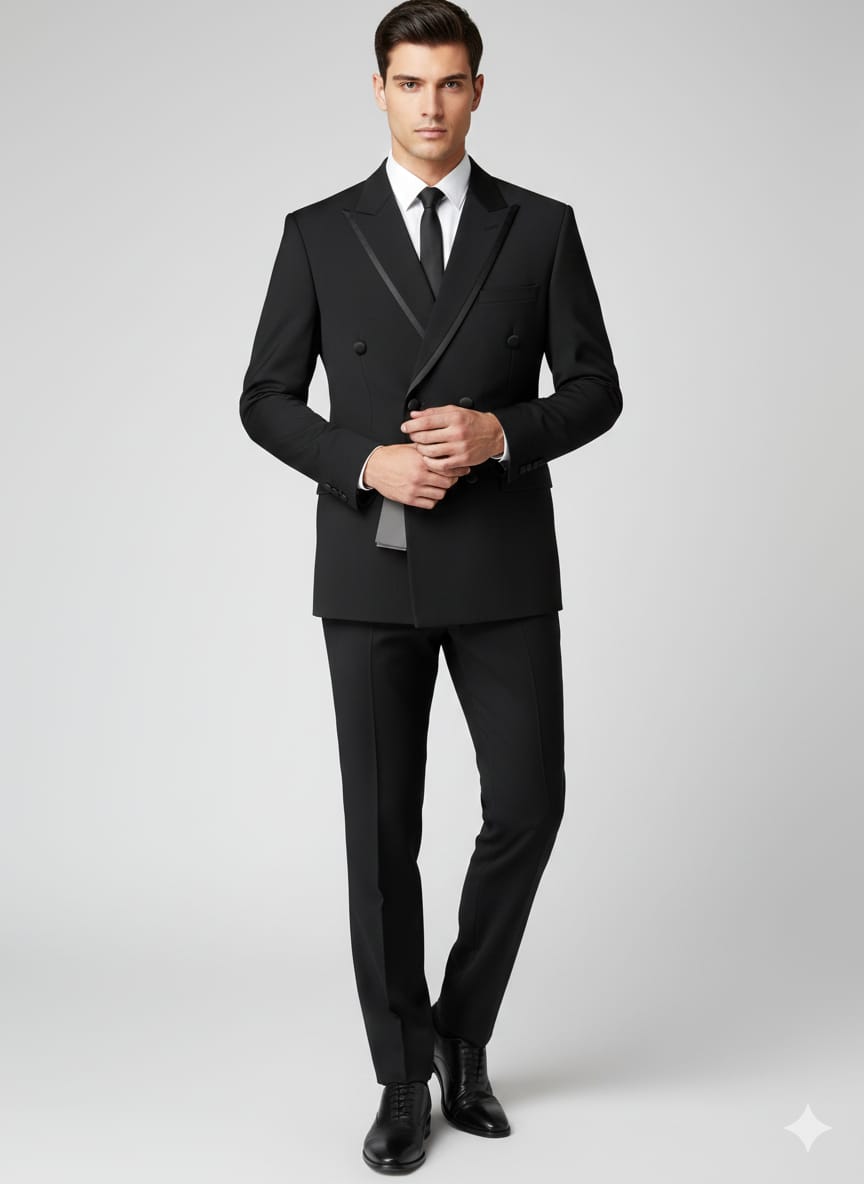 ARMANI Exchange-Breasted Tuxedo Suit in Classic Black (Extremely Premium)