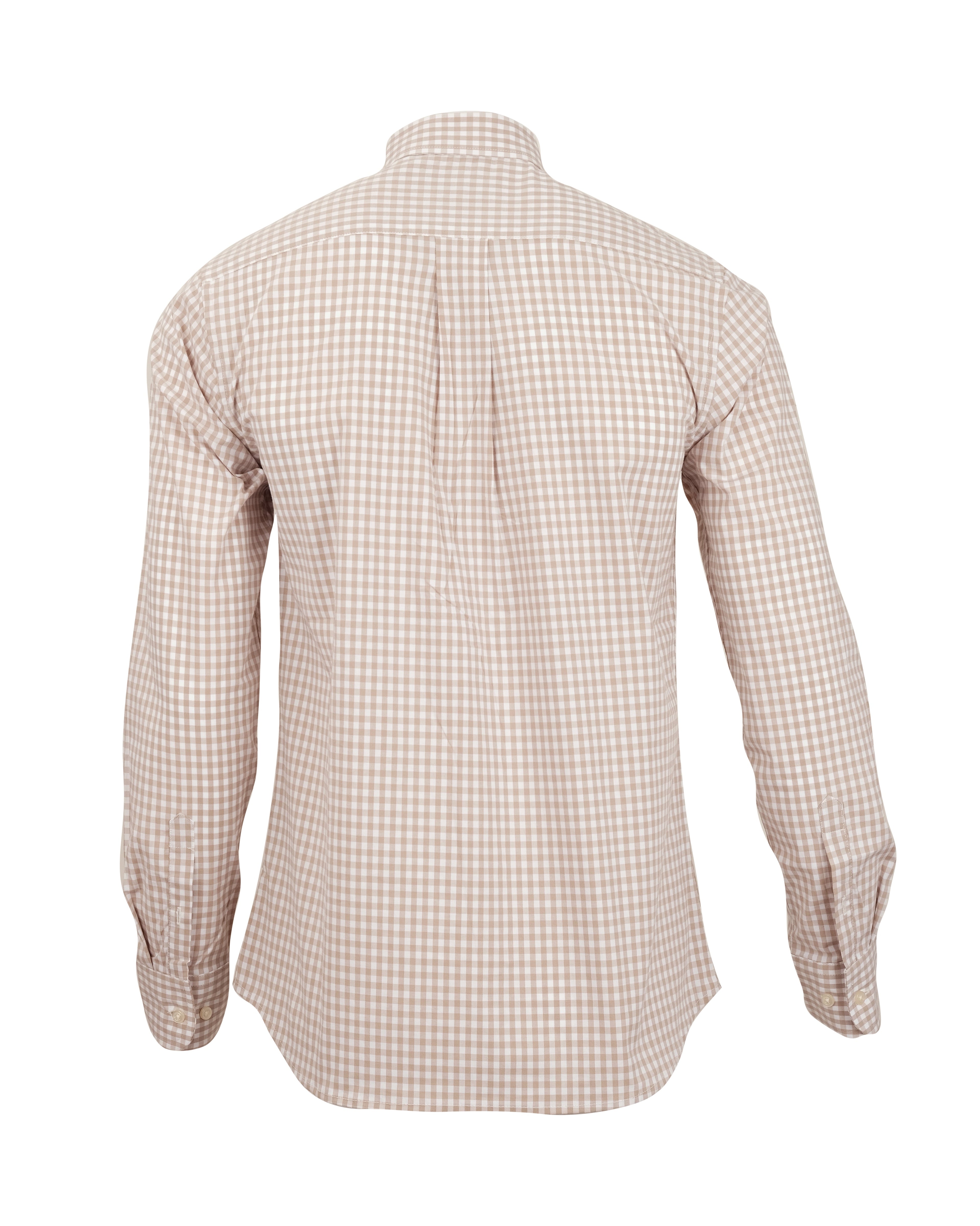 RALPH LAUREN Desert Beige Gingham Classic Fit Long Sleeve Oxford Shirt