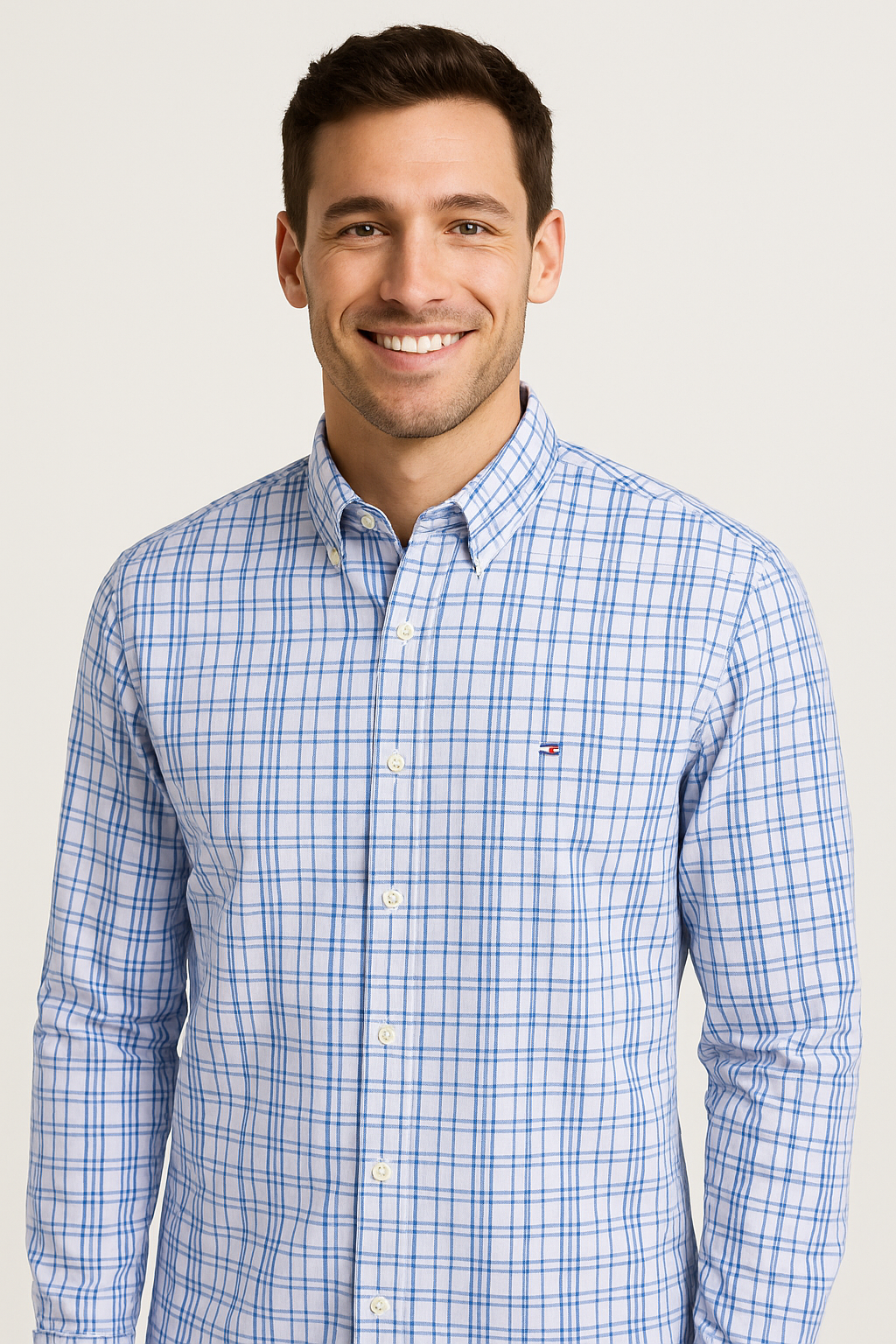 TOMMY HILFIGER Celestial Aqua Tailored Fit Long Sleeve Button-Down Shirt