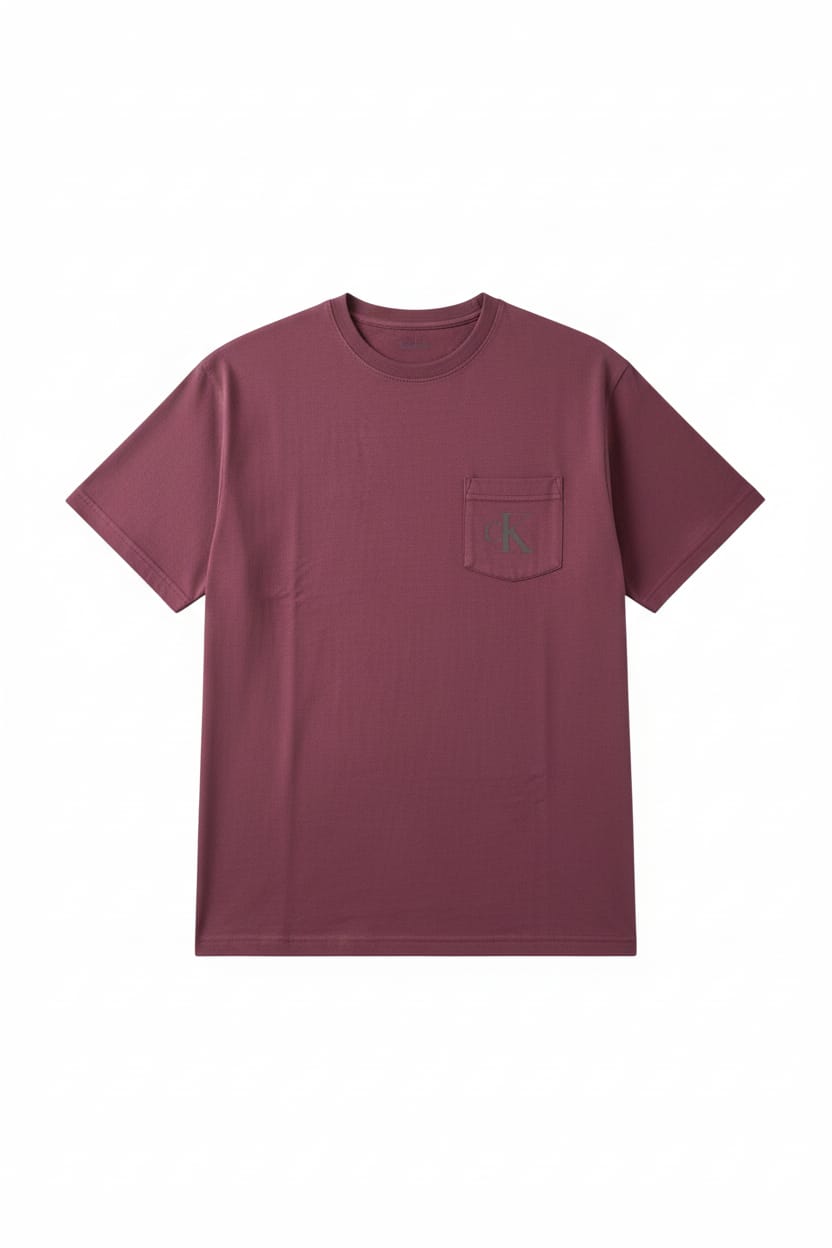 Calvin Klein Classic Pocket Tee in Burgundy