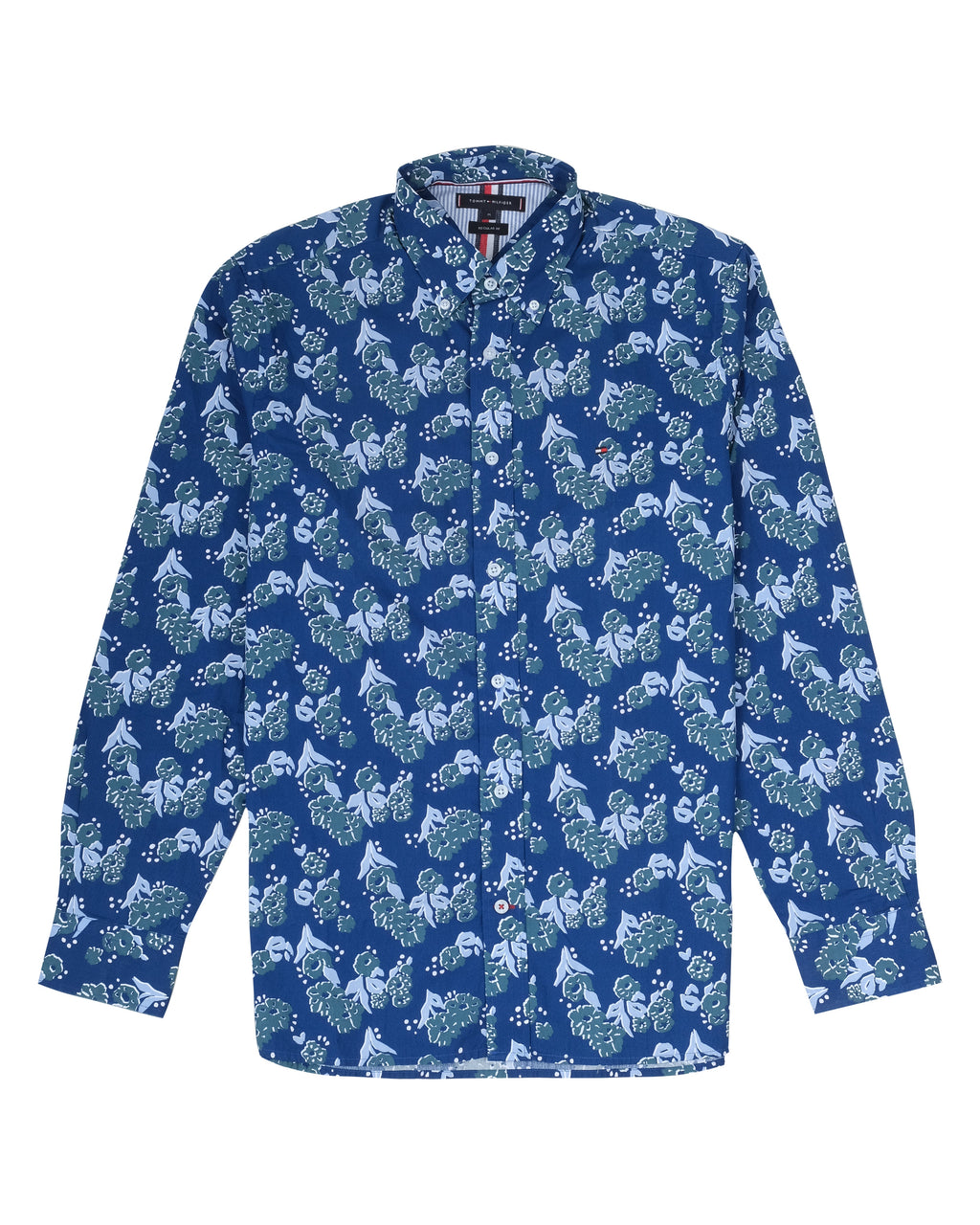 TOMMY HILFIGER Deep Sea Floral Slim Fit Long Sleeve Cotton Shirt