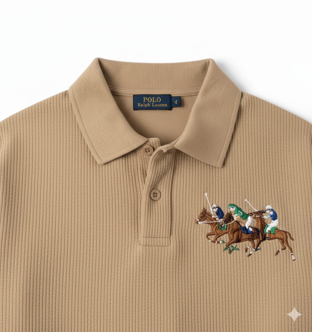POLO RALPH LAUREN Dune Tan Luxe Fit Long Sleeve Piqué Sweatshirt