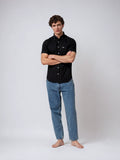 LACOSTE Onyx Noir Classic Fit Short Sleeve Button-Up Shirt