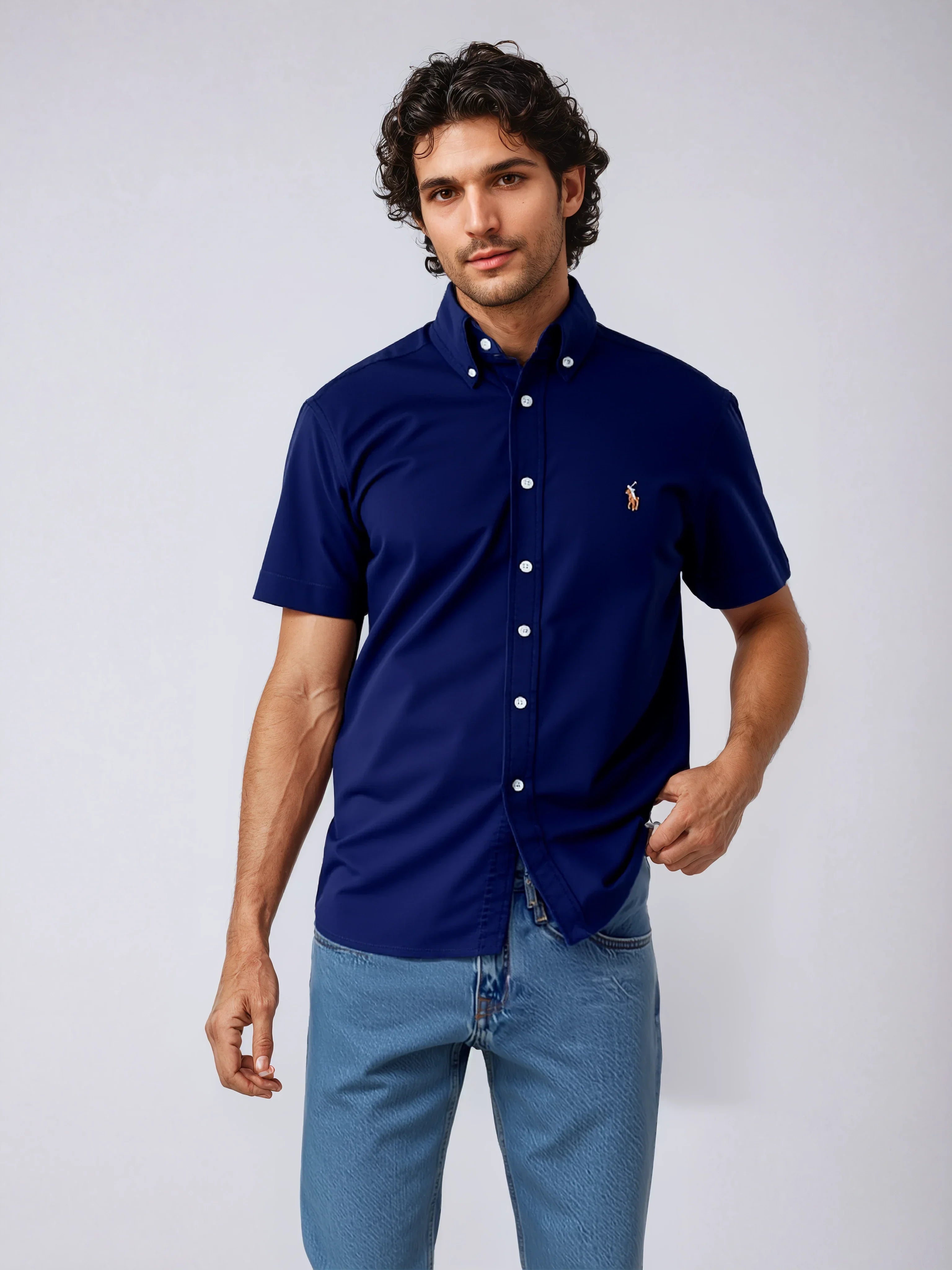 POLO RALPH LAUREN Azure Wave Classic Fit Short Sleeve Button-Down Shirt