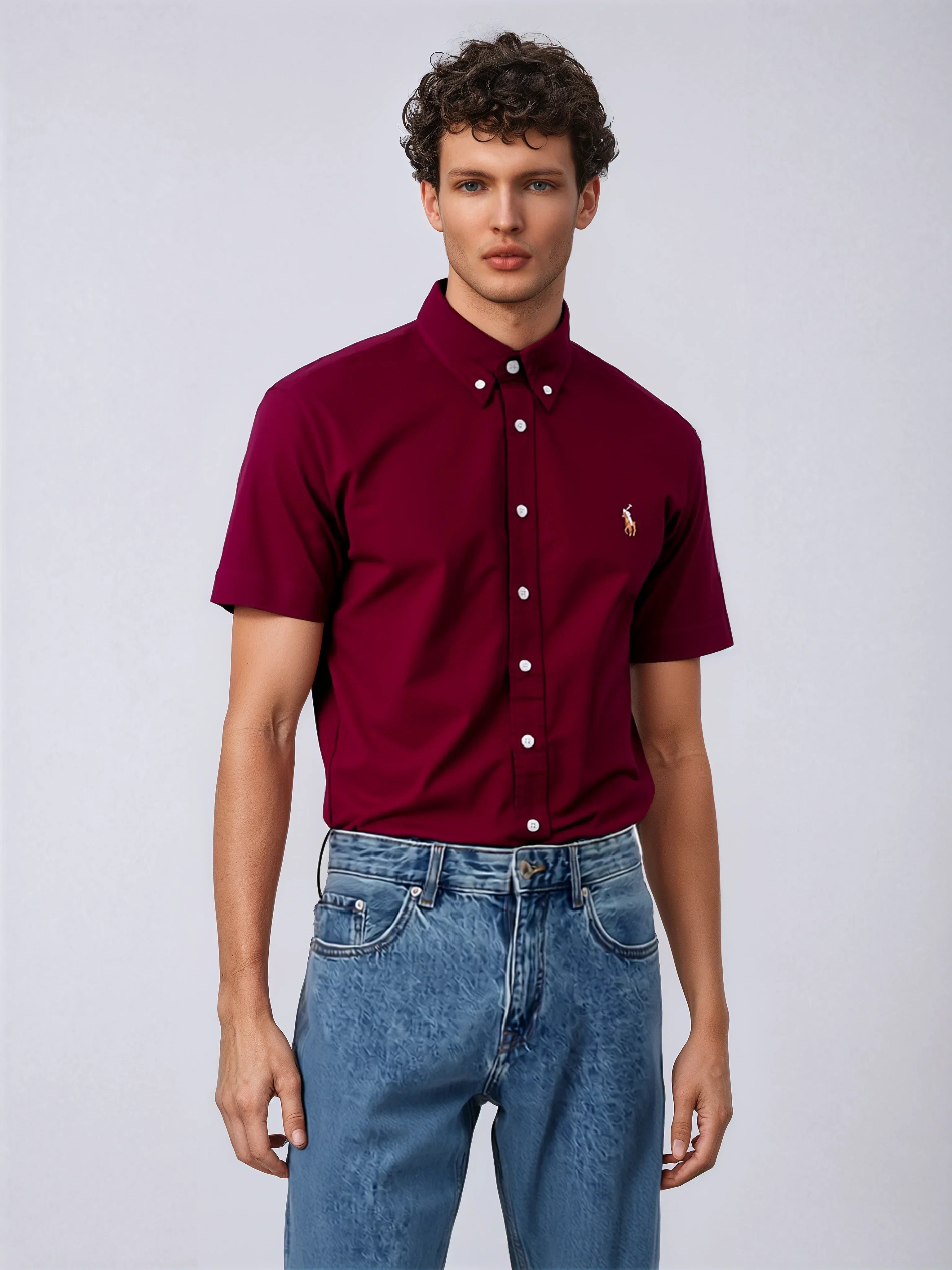 POLO RALPH LAUREN Enchanted Burgundy Classic Fit Short Sleeve Button-Down Shirt