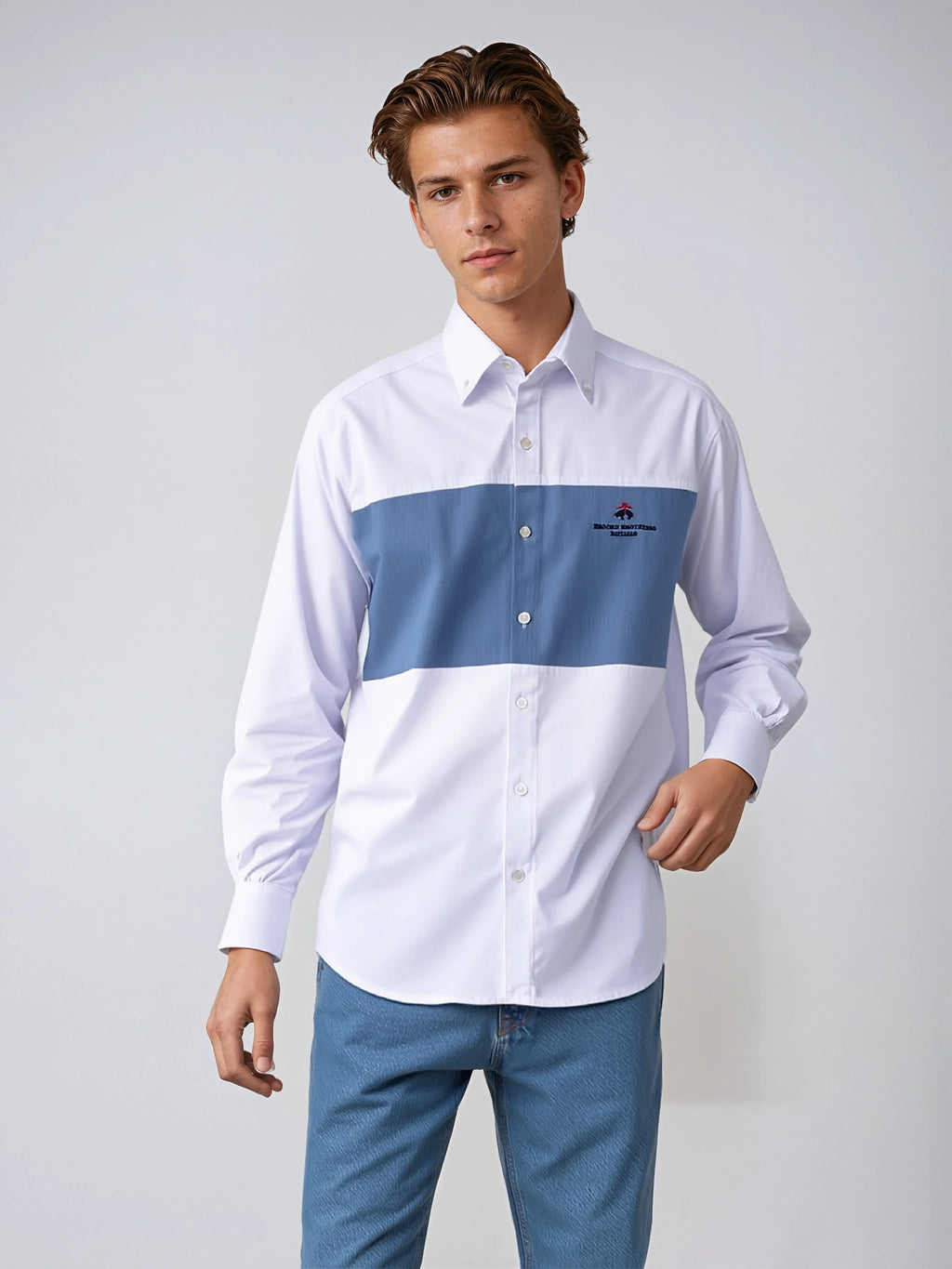 BROOKS BROTHERS Celestial Aqua Tailored Fit Long Sleeve Button-Up Shirt