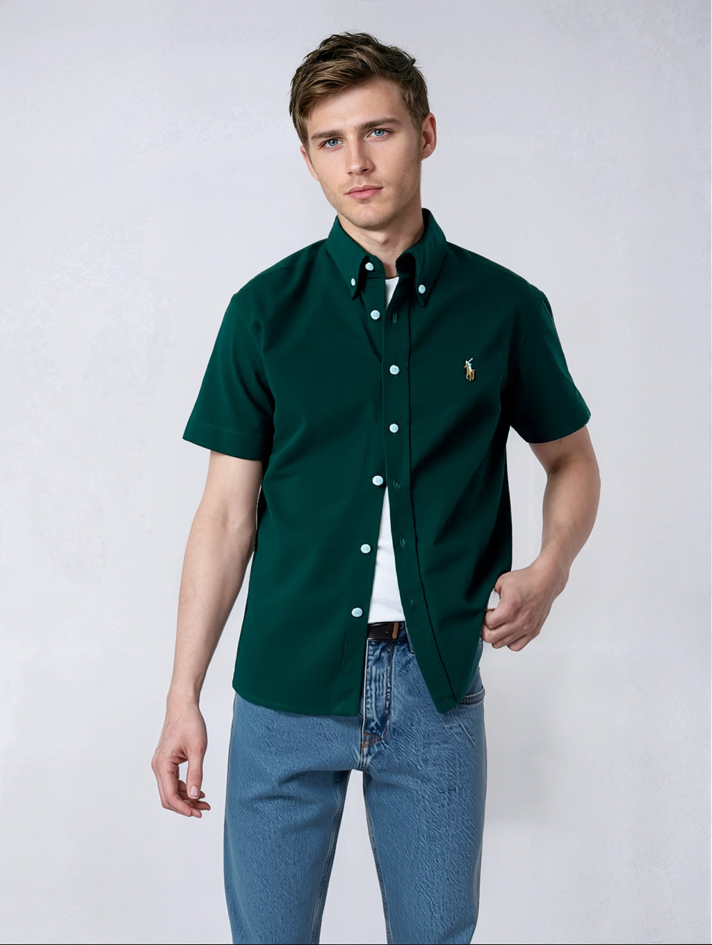 POLO RALPH LAUREN Mystic Forest Classic Fit Short Sleeve Button-Down Shirt
