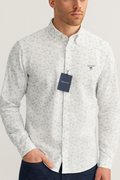 GANT Whispering Silver Slim Fit Long Sleeve Button-Down Shirt
