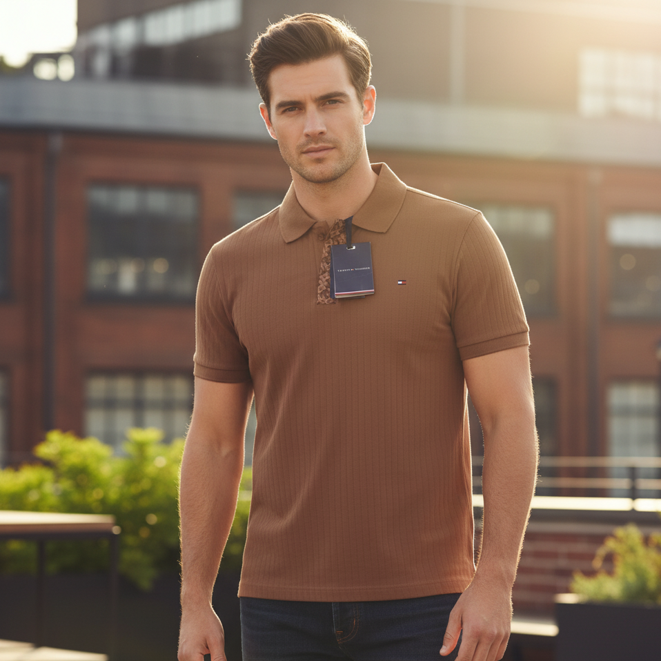 TOMMY HILFIGER Opulent Amber Classic Fit Short Sleeve Polo Shirt