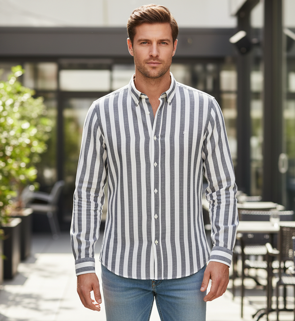 BROOKS BROTHERS Tempest Ash Tailored Fit Long Sleeve Cotton-Blend Button-Up Shirt