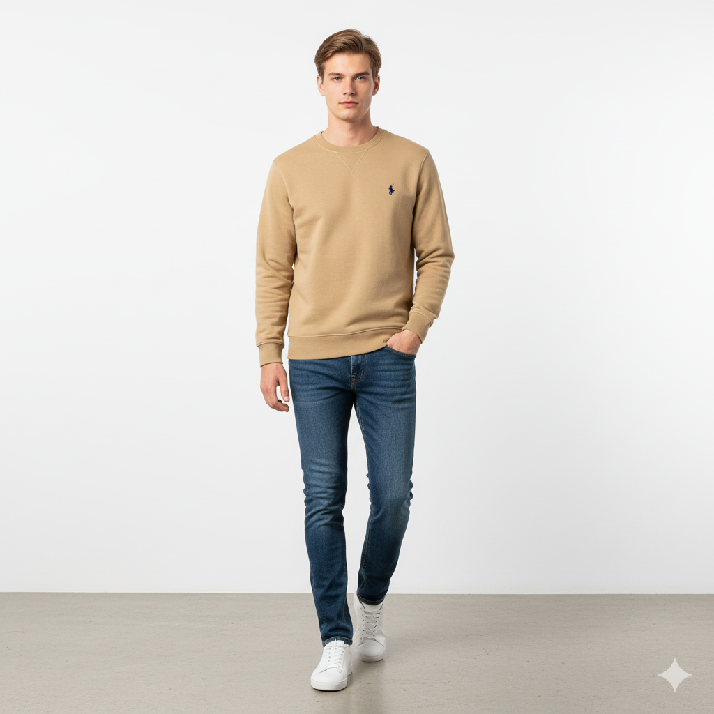 POLO RALPH LAUREN Dune Beige Luxe Relaxed Fit Crewneck Sweatshirt