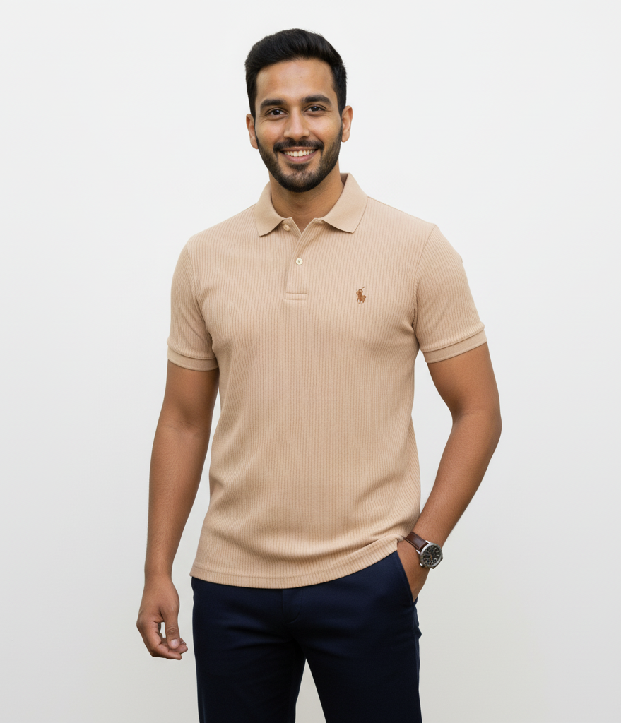 POLO BY RALPH LAUREN Sandy Dune Textured Slim Fit Short Sleeve Polo Shirt