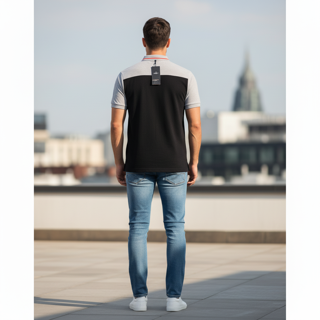 HACKETT Celestial Jet Luxe Fit Colorblock Polo Shirt