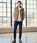 LACOSTE Dune Beige Contemporary Fit Puffer Vest