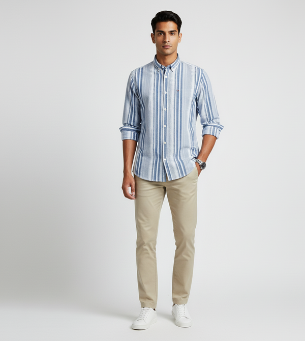 TOMMY HILFIGER Celestial Slate Tailored Fit Long Sleeve Button-Up Shirt