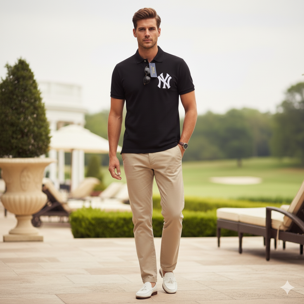 POLO RALPH LAUREN Obsidian Ember Tailored Fit Short Sleeve Piqué Polo Shirt