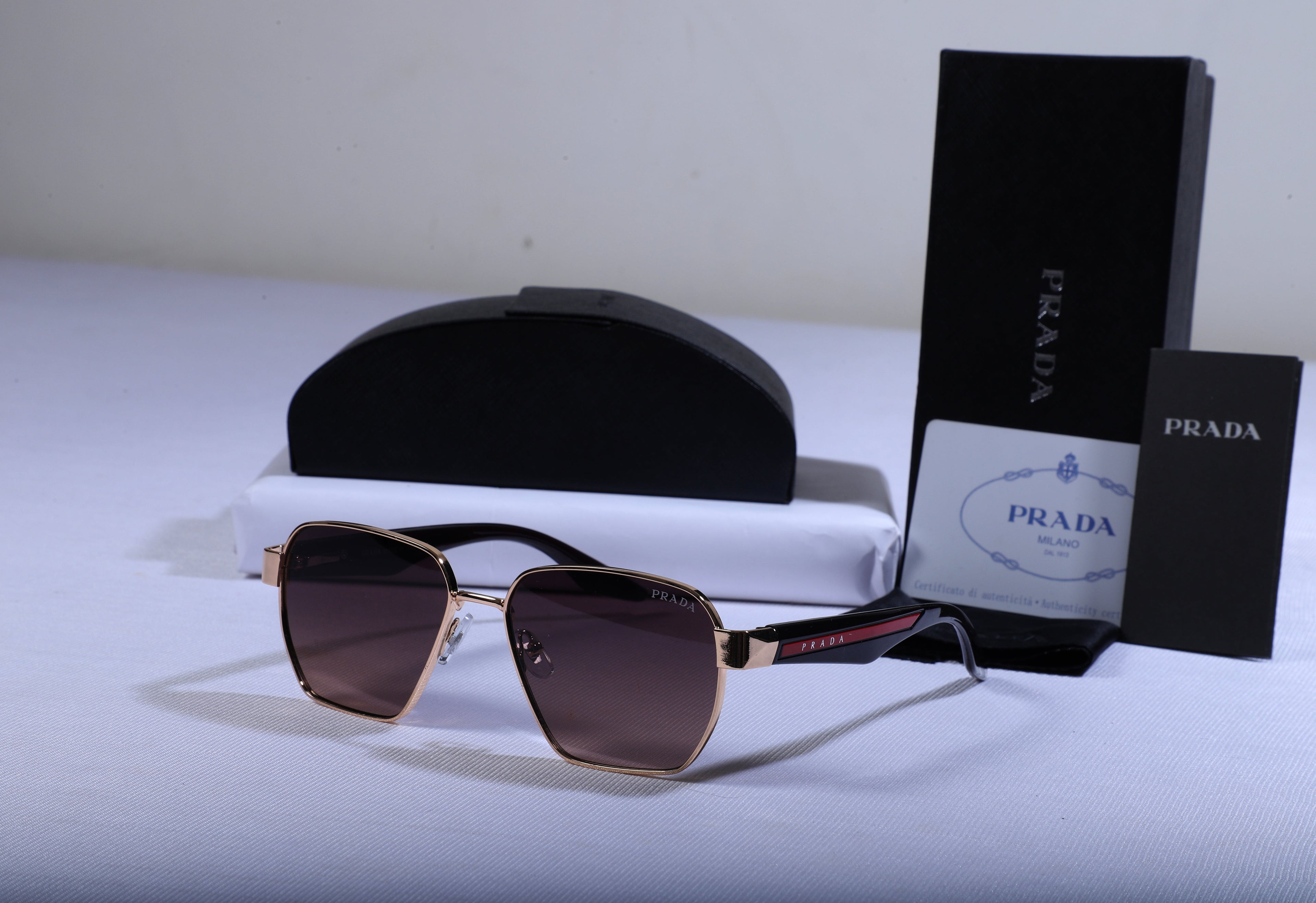 PRADA Opulent Ember Gradient Lens Square Sunglasses