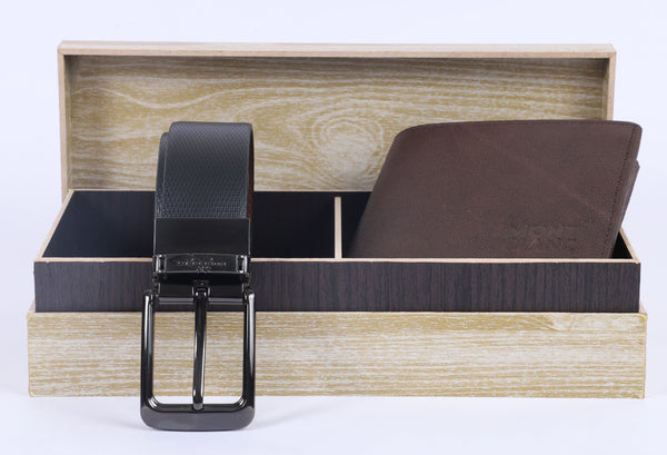MONTBLANC Classic Leather Wallet and Belt Gift Set