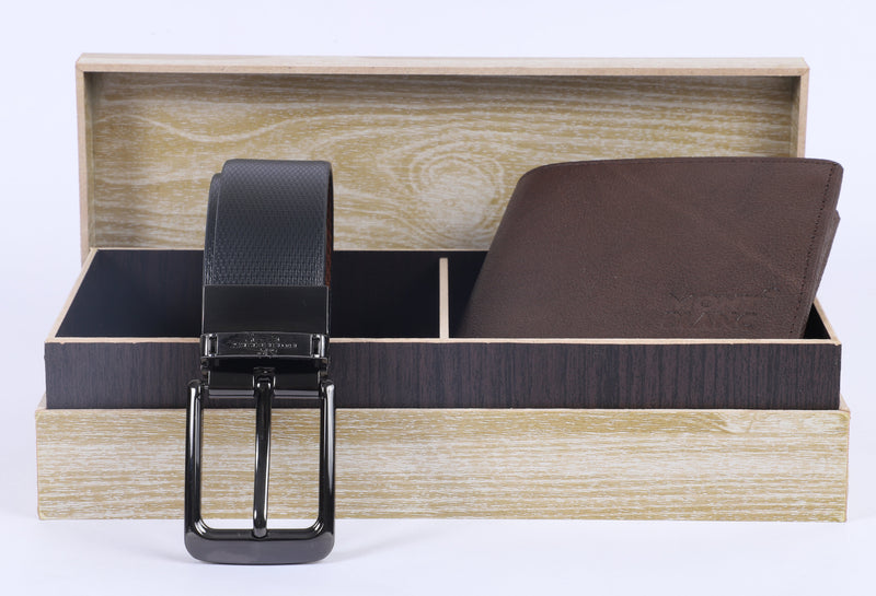 MONTBLANC Classic Leather Wallet and Belt Gift Set