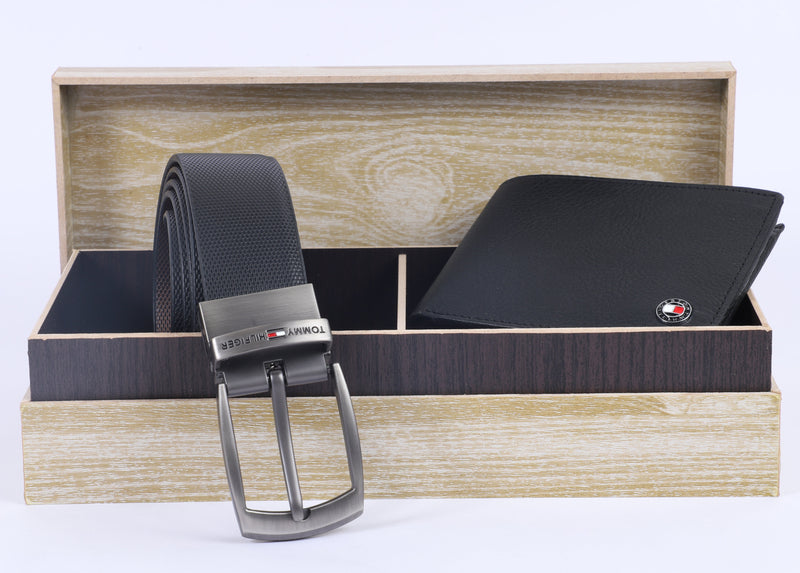 Tommy Hilfiger Men's Leather Belt and Wallet Gift Set