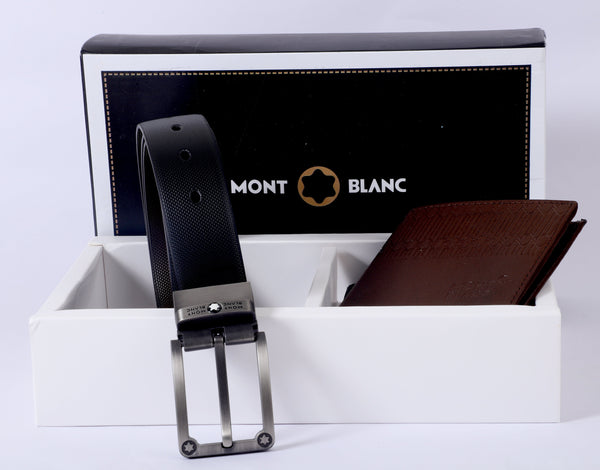 MONT BLANC Leather Belt and Wallet Gift Set