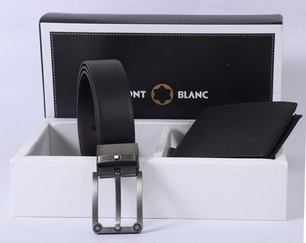 MONT BLANC Classic Leather Belt and Wallet Gift Set