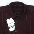 ZARA Astral Sable Umber Tailored Fit Long Sleeve Button-Up Shirt