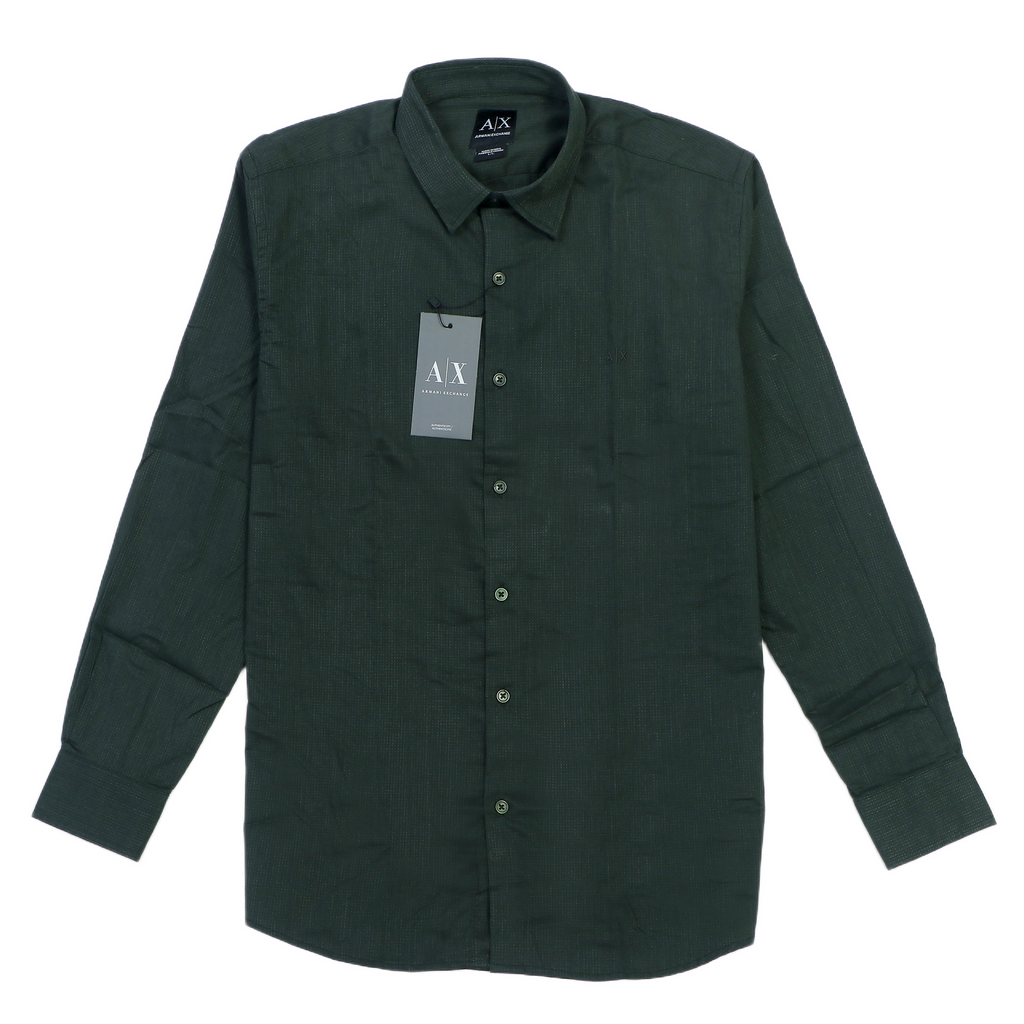 A|X ARMANI EXCHANGE Whimsical Juniper Smoke Tailored Fit Long Sleeve Shirt