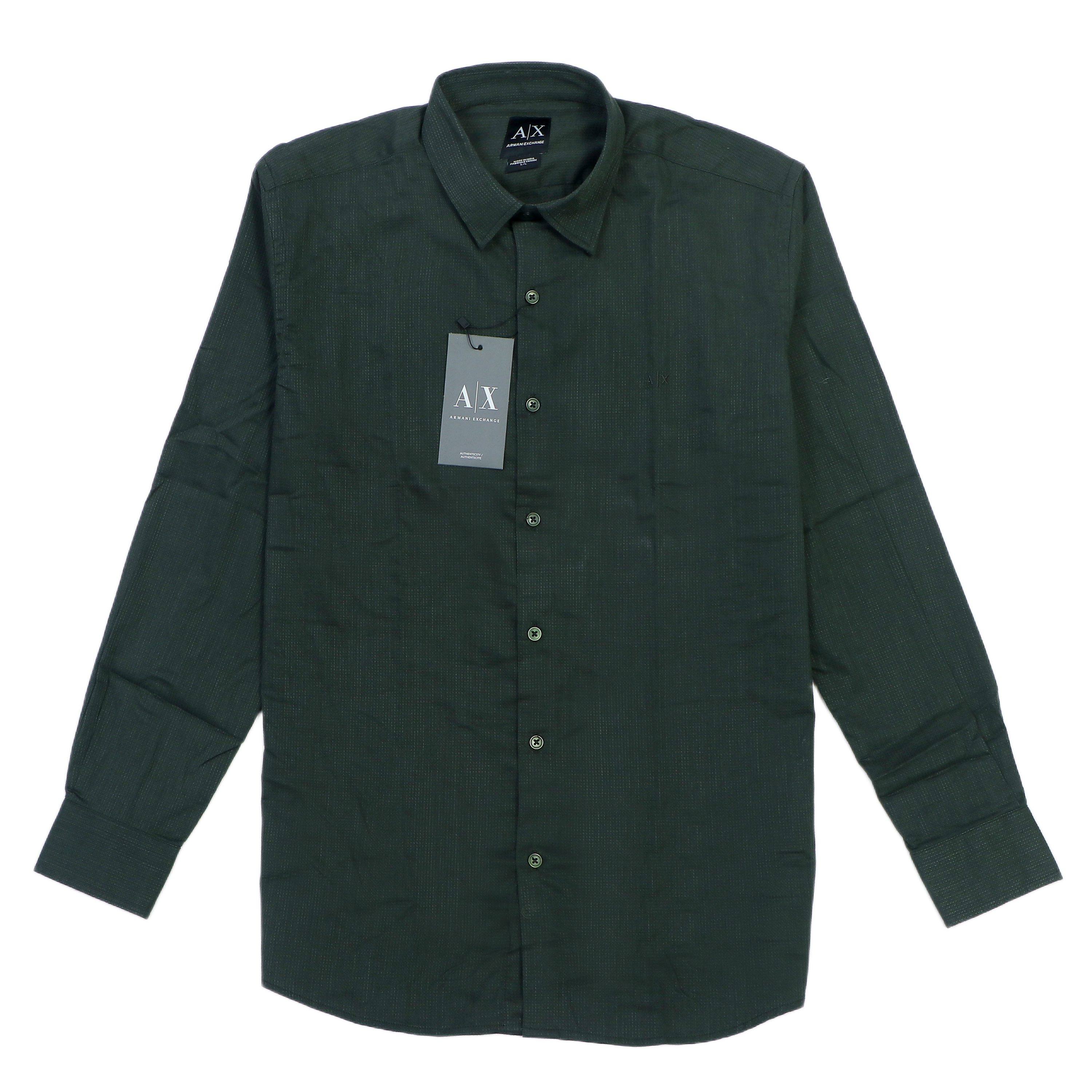 A|X ARMANI EXCHANGE Whimsical Juniper Smoke Tailored Fit Long Sleeve Shirt