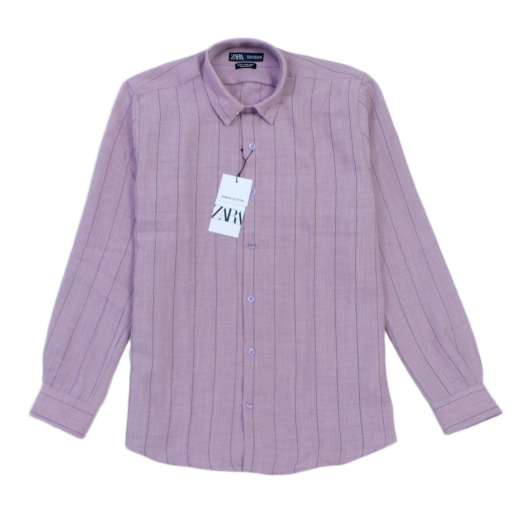 ZARA Opulent Lilac Tailored Fit Long Sleeve Shirt