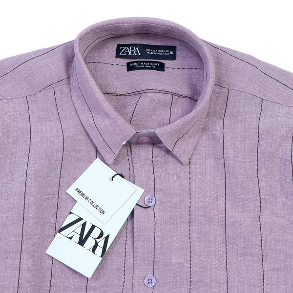 ZARA Opulent Lilac Tailored Fit Long Sleeve Shirt