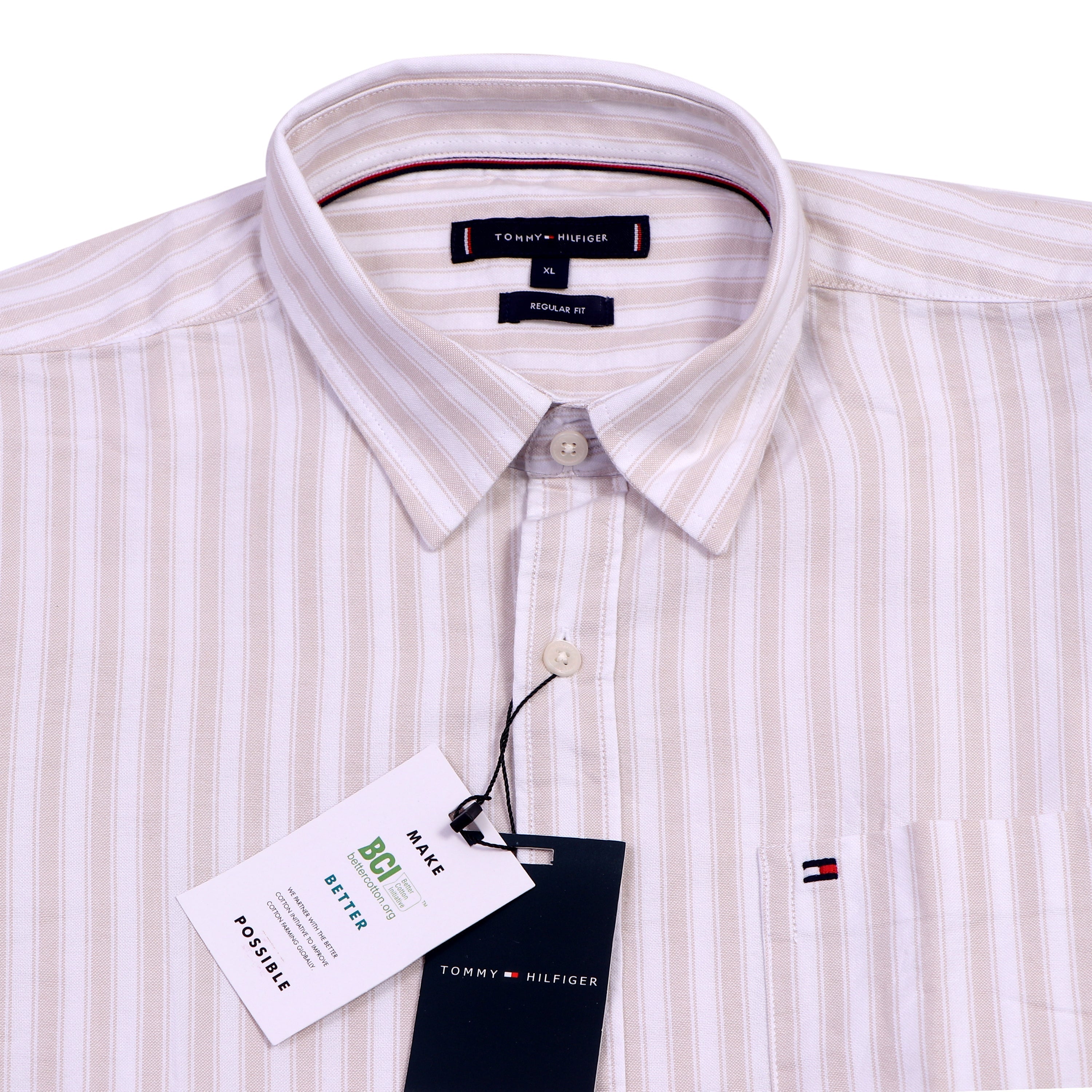 TOMMY HILFIGER Soft Biscotti Tailored Fit Long Sleeve Button-Up Shirt