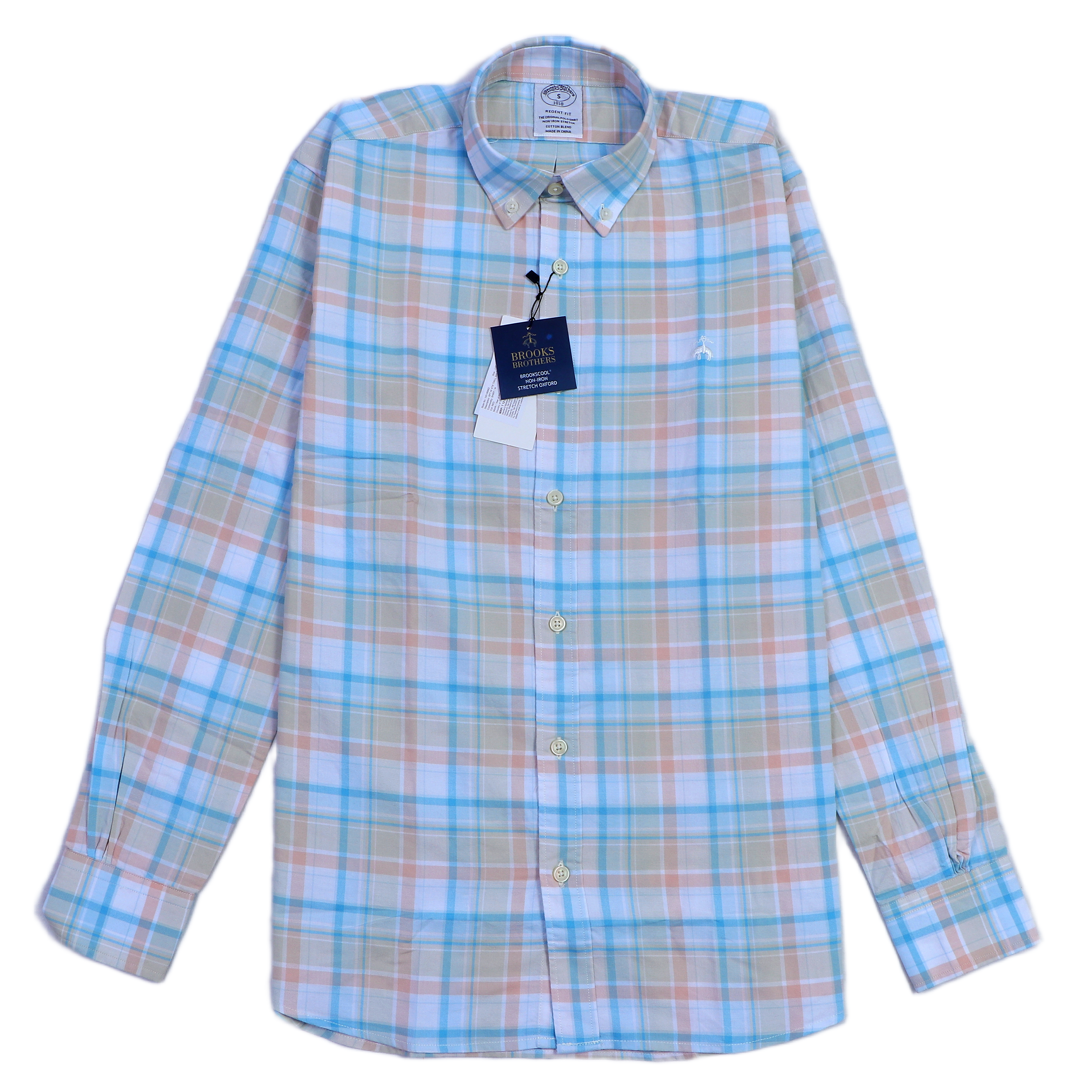 BROOKS BROTHERS Tranquil Breeze Tailored Fit Long Sleeve Cotton Blend Oxford Shirt